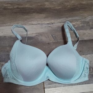 5/$25 SALE Secret Treasures Lightly Lined Light Blue Lace-Trim Underwire Bra